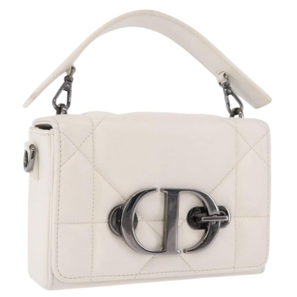 Christian Dior Caro Leather White Leather Handbag